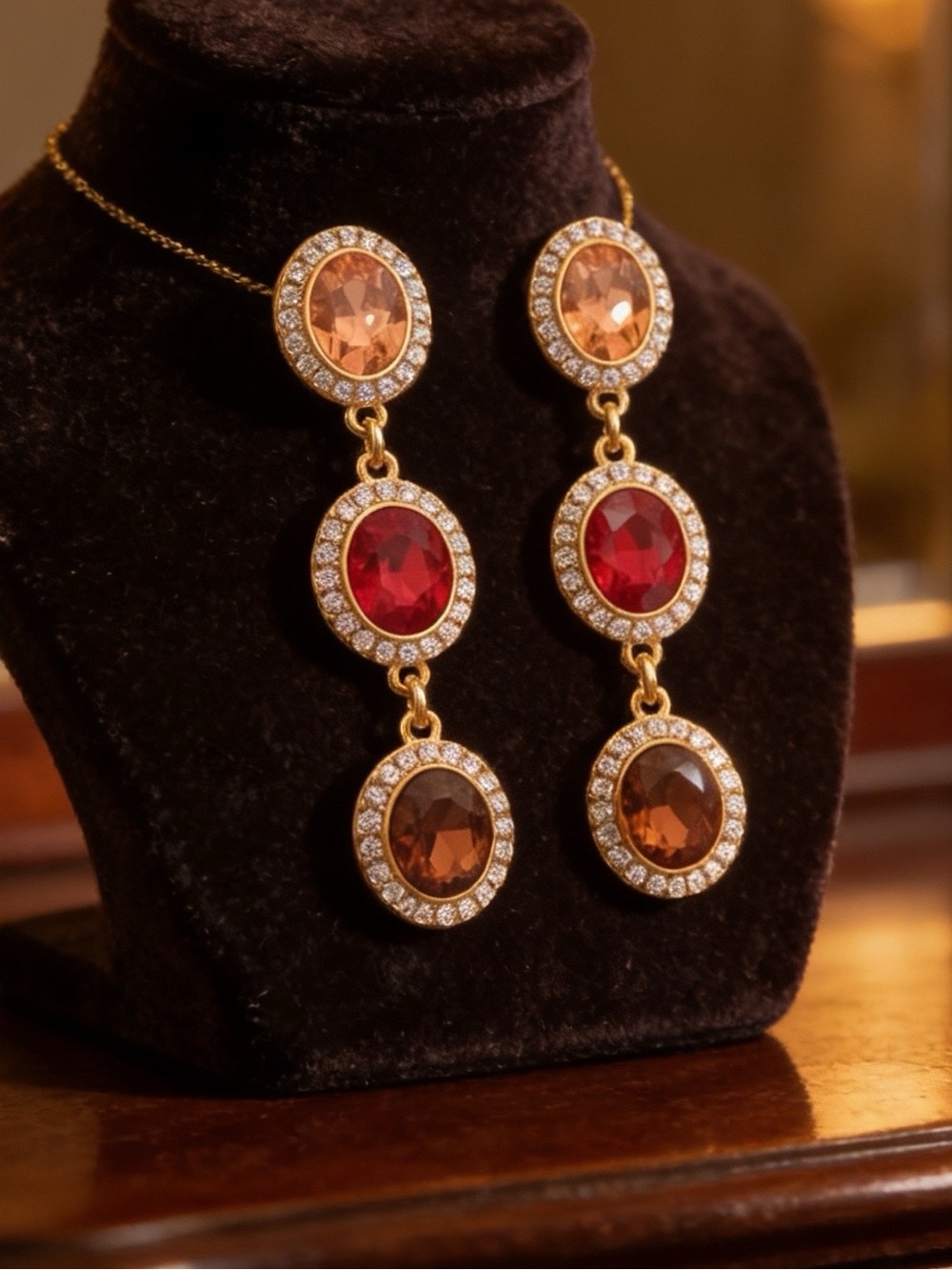 Elegant 3-tier drop earrings with a secure post-back closure